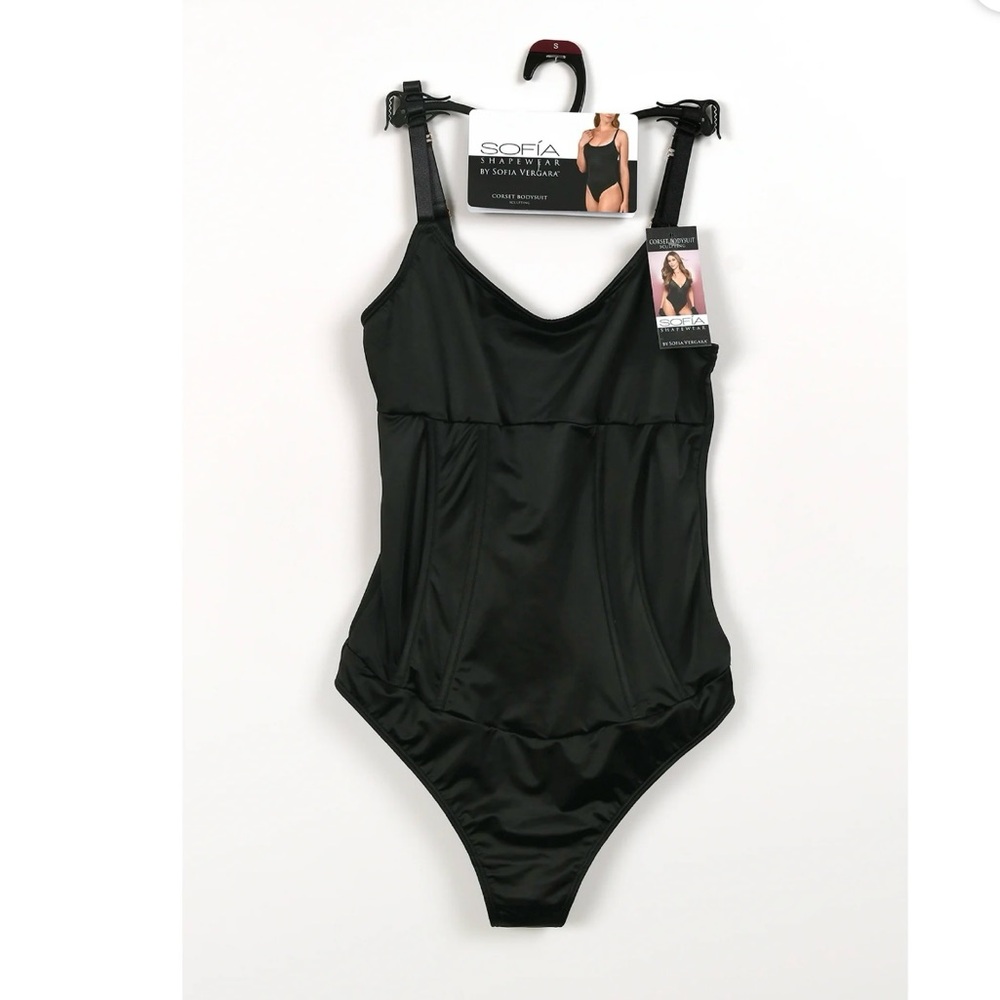 SOFIA by Sofía Vergara Classic Black corset bodysuit